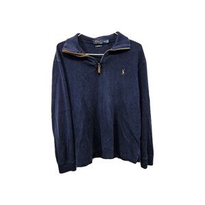 Ralph Lauren Mens Estate Polo 1/4 Zip Navy Sweater Medium